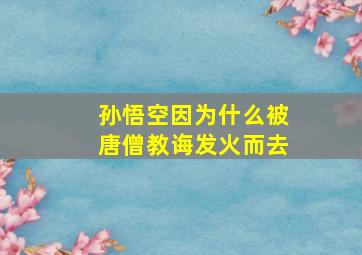 孙悟空因为什么被唐僧教诲发火而去