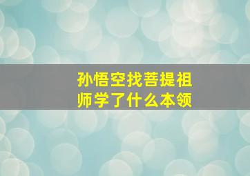 孙悟空找菩提祖师学了什么本领