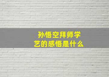 孙悟空拜师学艺的感悟是什么