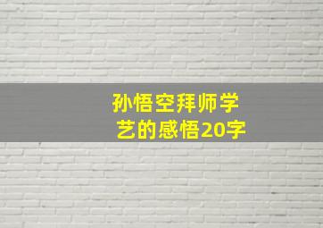 孙悟空拜师学艺的感悟20字