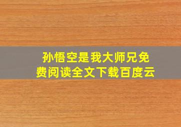 孙悟空是我大师兄免费阅读全文下载百度云