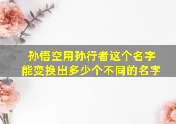 孙悟空用孙行者这个名字能变换出多少个不同的名字