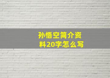 孙悟空简介资料20字怎么写