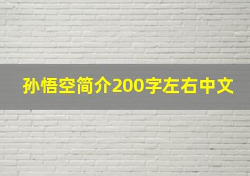 孙悟空简介200字左右中文