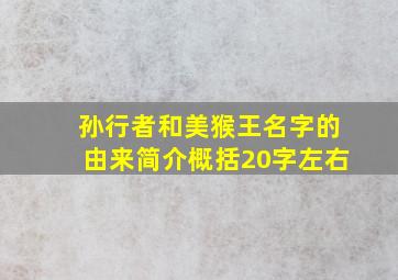 孙行者和美猴王名字的由来简介概括20字左右