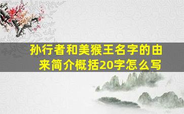 孙行者和美猴王名字的由来简介概括20字怎么写