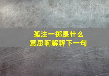 孤注一掷是什么意思啊解释下一句