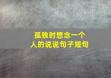 孤独时想念一个人的说说句子短句