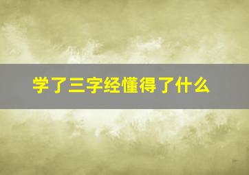 学了三字经懂得了什么