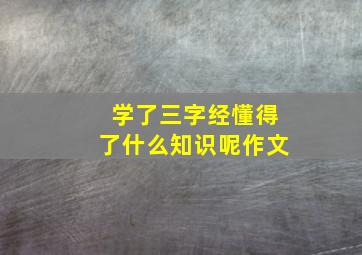 学了三字经懂得了什么知识呢作文