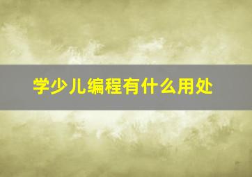 学少儿编程有什么用处