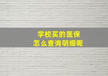 学校买的医保怎么查询明细呢