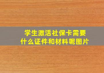 学生激活社保卡需要什么证件和材料呢图片