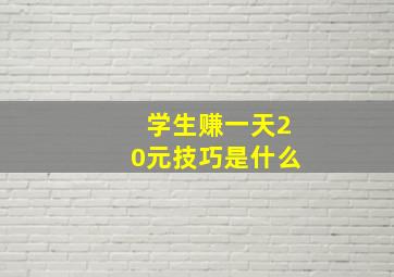 学生赚一天20元技巧是什么