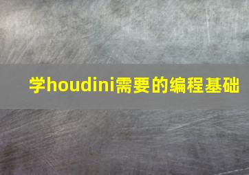 学houdini需要的编程基础