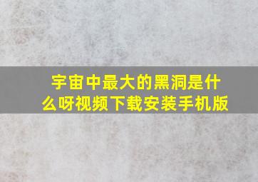 宇宙中最大的黑洞是什么呀视频下载安装手机版