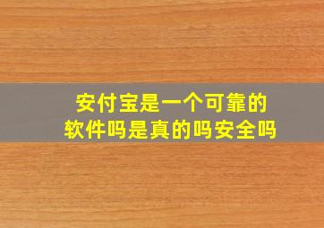 安付宝是一个可靠的软件吗是真的吗安全吗