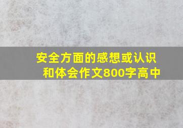 安全方面的感想或认识和体会作文800字高中