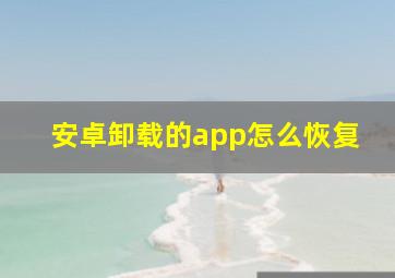 安卓卸载的app怎么恢复