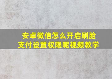 安卓微信怎么开启刷脸支付设置权限呢视频教学