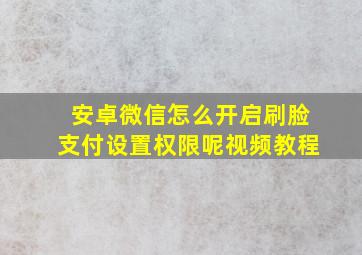 安卓微信怎么开启刷脸支付设置权限呢视频教程