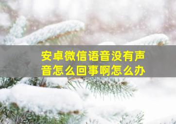 安卓微信语音没有声音怎么回事啊怎么办