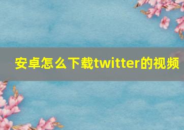 安卓怎么下载twitter的视频