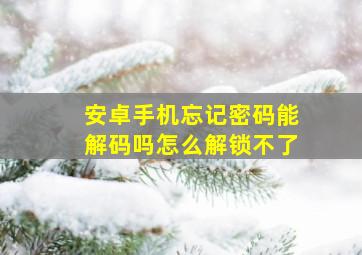 安卓手机忘记密码能解码吗怎么解锁不了