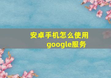 安卓手机怎么使用google服务