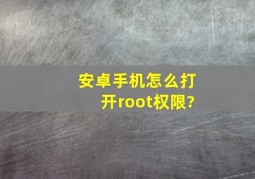 安卓手机怎么打开root权限?