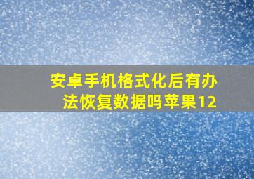 安卓手机格式化后有办法恢复数据吗苹果12