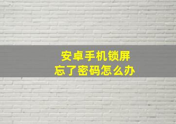 安卓手机锁屏忘了密码怎么办