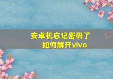 安卓机忘记密码了如何解开vivo