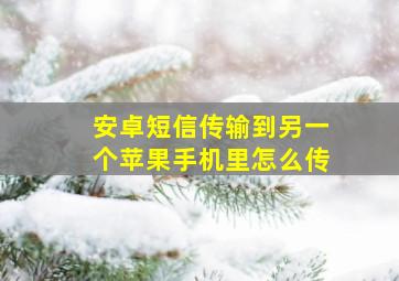 安卓短信传输到另一个苹果手机里怎么传