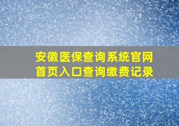 安徽医保查询系统官网首页入口查询缴费记录