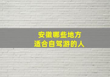 安徽哪些地方适合自驾游的人