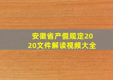 安徽省产假规定2020文件解读视频大全