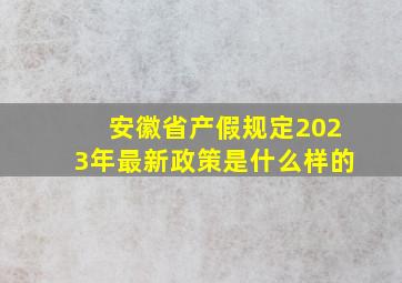 安徽省产假规定2023年最新政策是什么样的