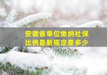 安徽省单位缴纳社保比例最新规定是多少