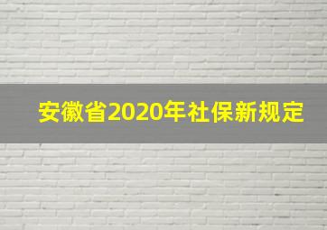 安徽省2020年社保新规定