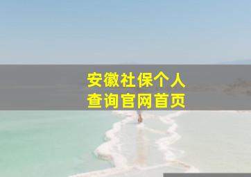 安徽社保个人查询官网首页