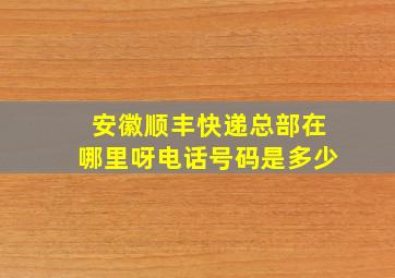 安徽顺丰快递总部在哪里呀电话号码是多少