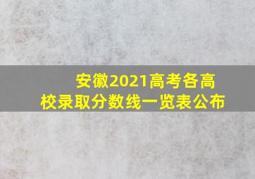 安徽2021高考各高校录取分数线一览表公布