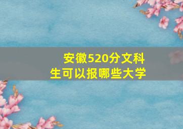 安徽520分文科生可以报哪些大学