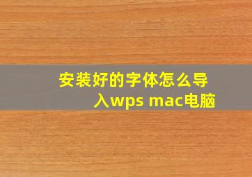 安装好的字体怎么导入wps mac电脑