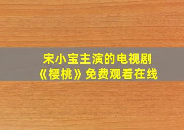 宋小宝主演的电视剧《樱桃》免费观看在线