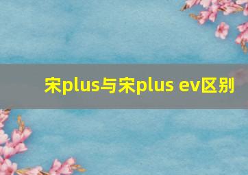 宋plus与宋plus ev区别