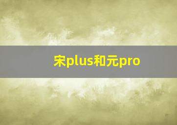 宋plus和元pro