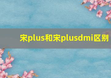 宋plus和宋plusdmi区别