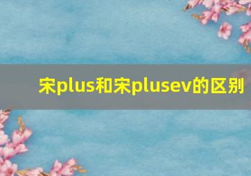 宋plus和宋plusev的区别